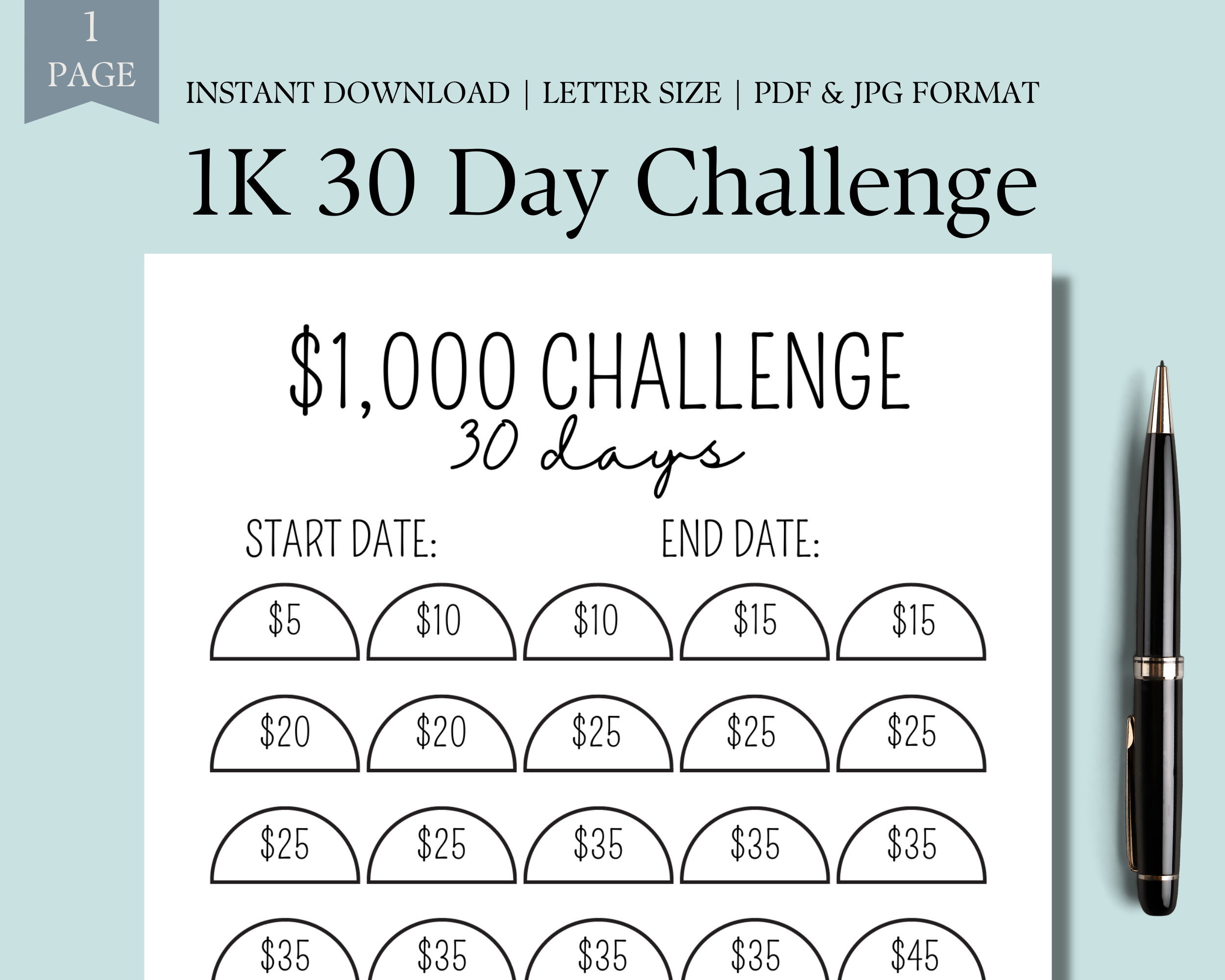 1K 30 Day Challenge | 1,000 Saving Challenges | 1K Money Challenge ...