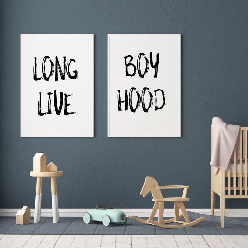 Väggkonst för pojkrum | Utskrivbar väggkonst | Länge leve pojkhuvan | Lekrumsinredning | Minimalistisk väggdekor | Lekrumsskylt | Digital nedladdning bild 9