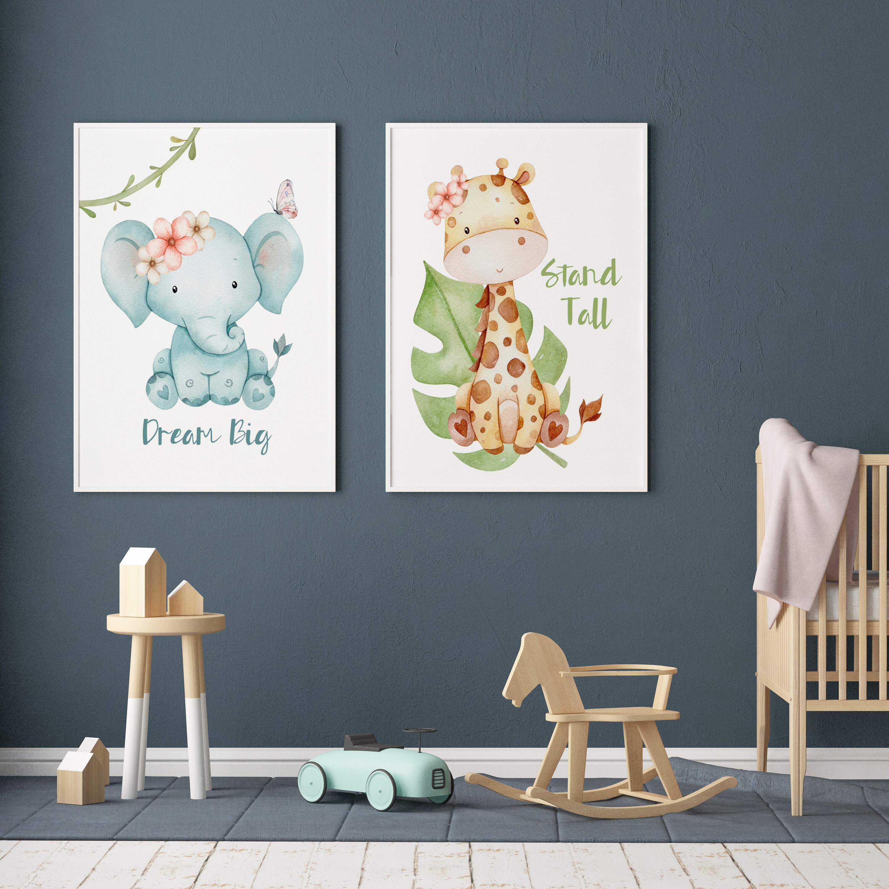 Baby Animals Nursery Prints Printable Wall Art Dream Big Etsy