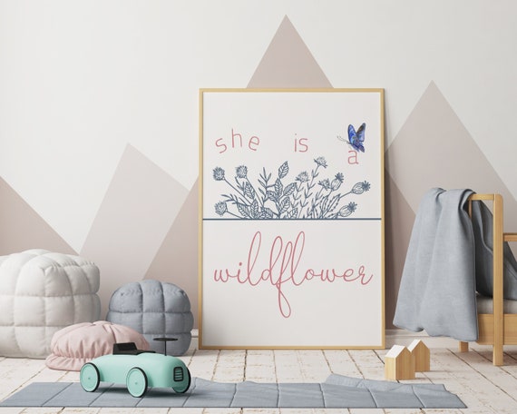 Wildflower Print Girls Bedroom Sign Girl Nursery Decor | Etsy