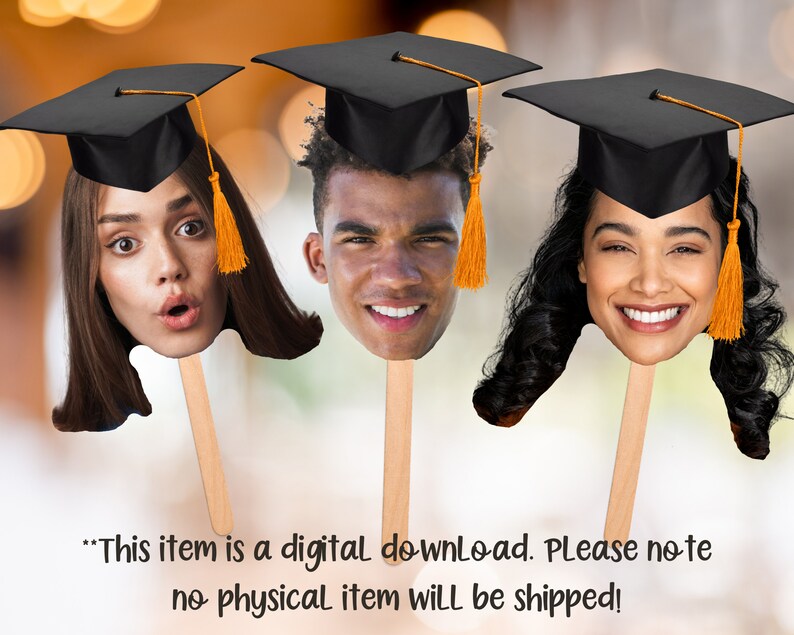 Grad Face Sticks Face on A Stick | Preschool Graduation | Head on A Stick | Grad 2023 ...