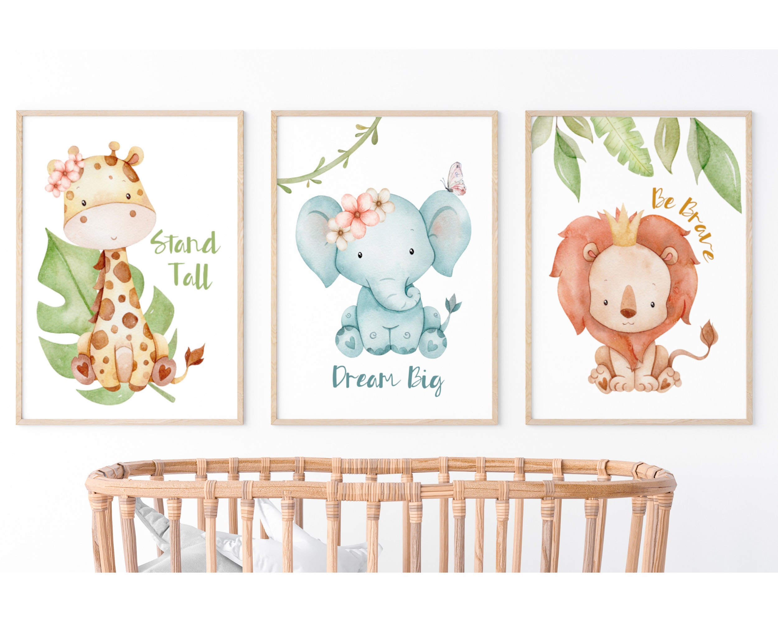 Baby Animals Nursery Prints Printable Wall Art Dream Big | Etsy