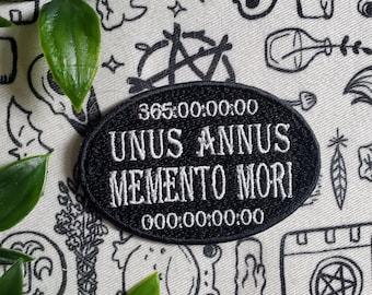 Unus Annus Memento Mori iron on sew on patch