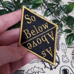 As above so below patch, iron on patch, metallic thread