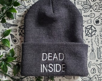 Dead Inside Embroidered beanie hat goth punk