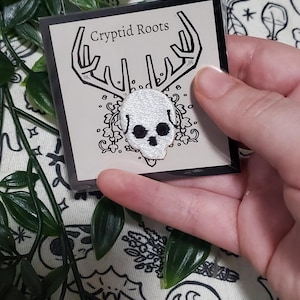 Mini skull patch, iron on, sew on embroidered patch