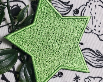 Green star galaxy alien iron on sew on patch