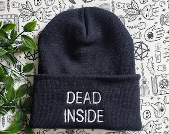 Dead Inside Embroidered beanie hat goth punk