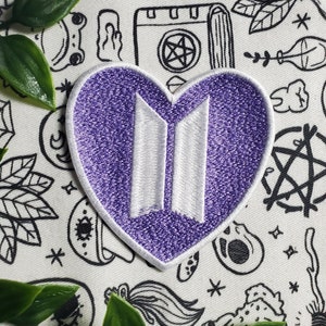 BTS purple heart iron on sew on patch