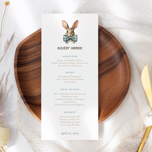 Easter Menu Card Template, Dinner Party Menu Template, Editable Easter Dinner Menu, Menu Template, Easter Party Template