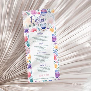 Easter Brunch Menu Card Template, Holiday Menu Template, Editable Easter Brunch Menu, Menu Template, Easter Party Template