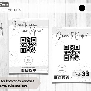 Editable QR Code Signs, Scan to Order, Scan to View Menu, Set of TWO ...