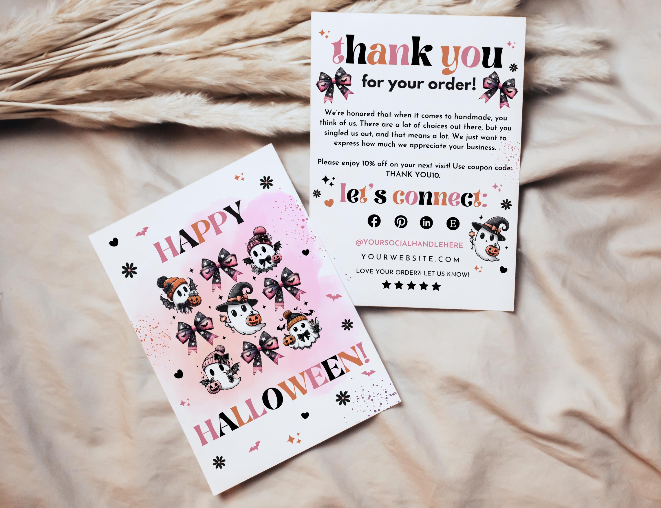 Halloween Thank You Card Template, Halloween Thank You, Editable ...