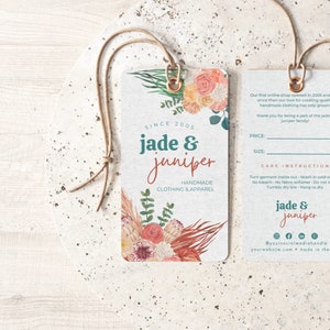 Editable Hang Tag Template, Washing Label Template, Label Template, Tee Shirt Care Card, Boutique Swing Tag Template, Jade