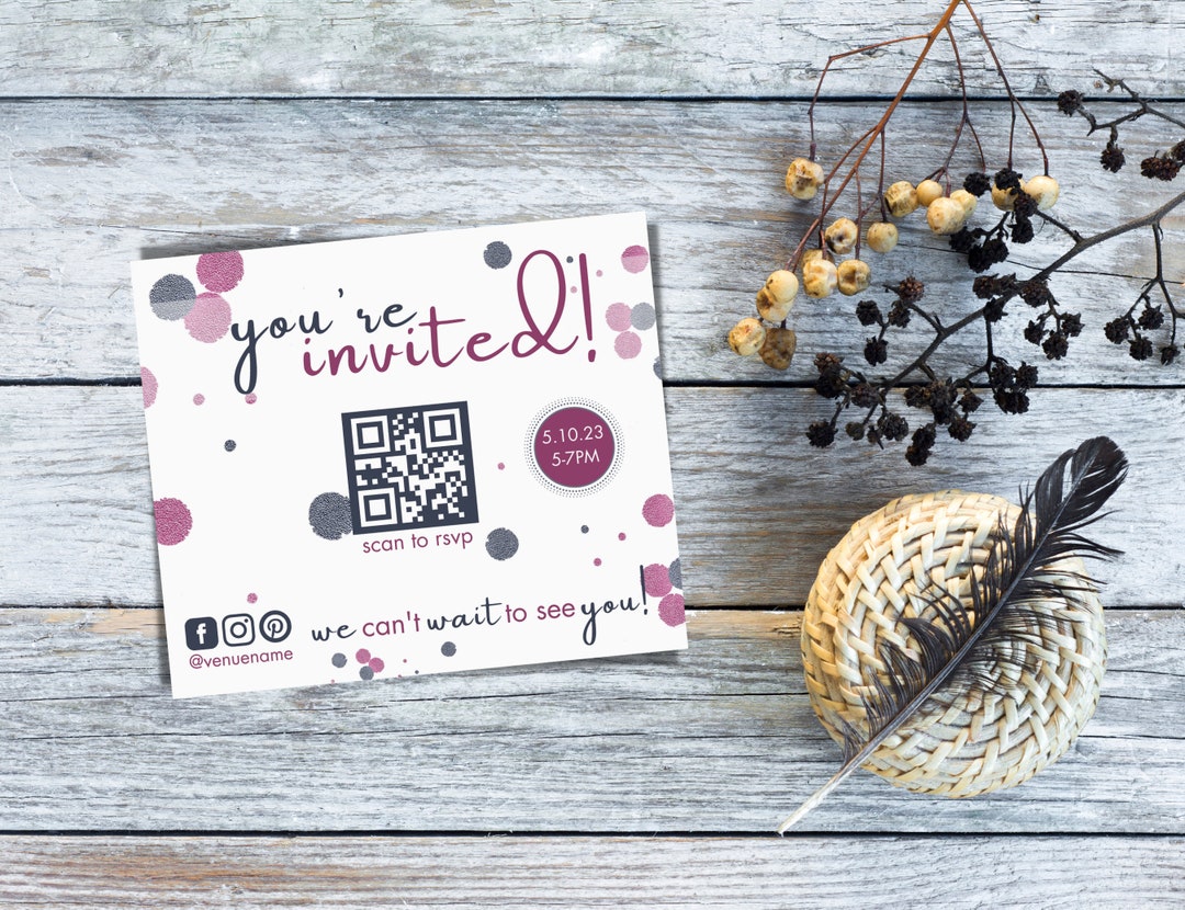 Editable Qr Code Postcard, Invitation Qr Code Sign Template, Canva ...
