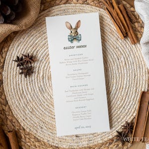 Easter Menu Card Template, Dinner Party Menu Template, Editable Easter Dinner Menu, Menu Template, Easter Party Template