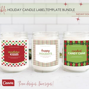 Editable Candle Label Template Bundle, Modern Candle Label, Jar Candle Label, Canva Template, Instant Download, Candle Branding,Set of THREE