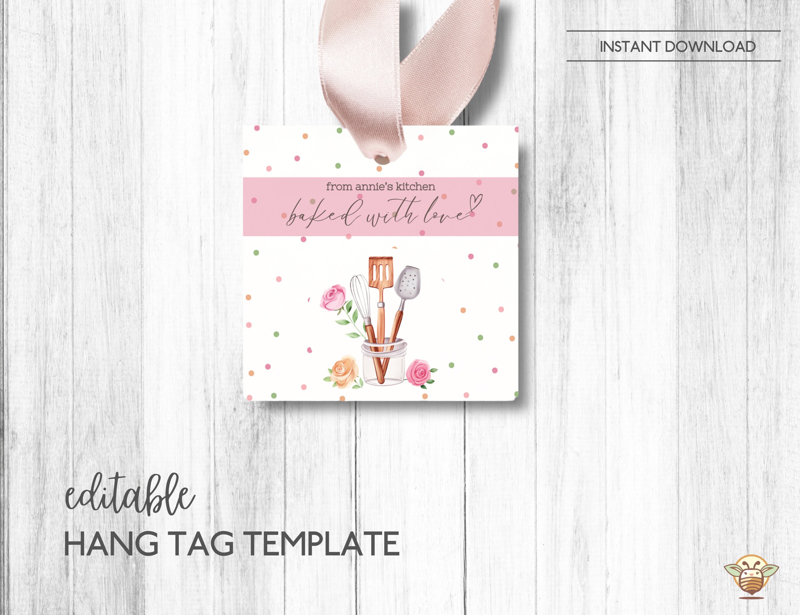 Baked With Love Hang Tag Template, Editable Hang Tag Template, Bakery ...