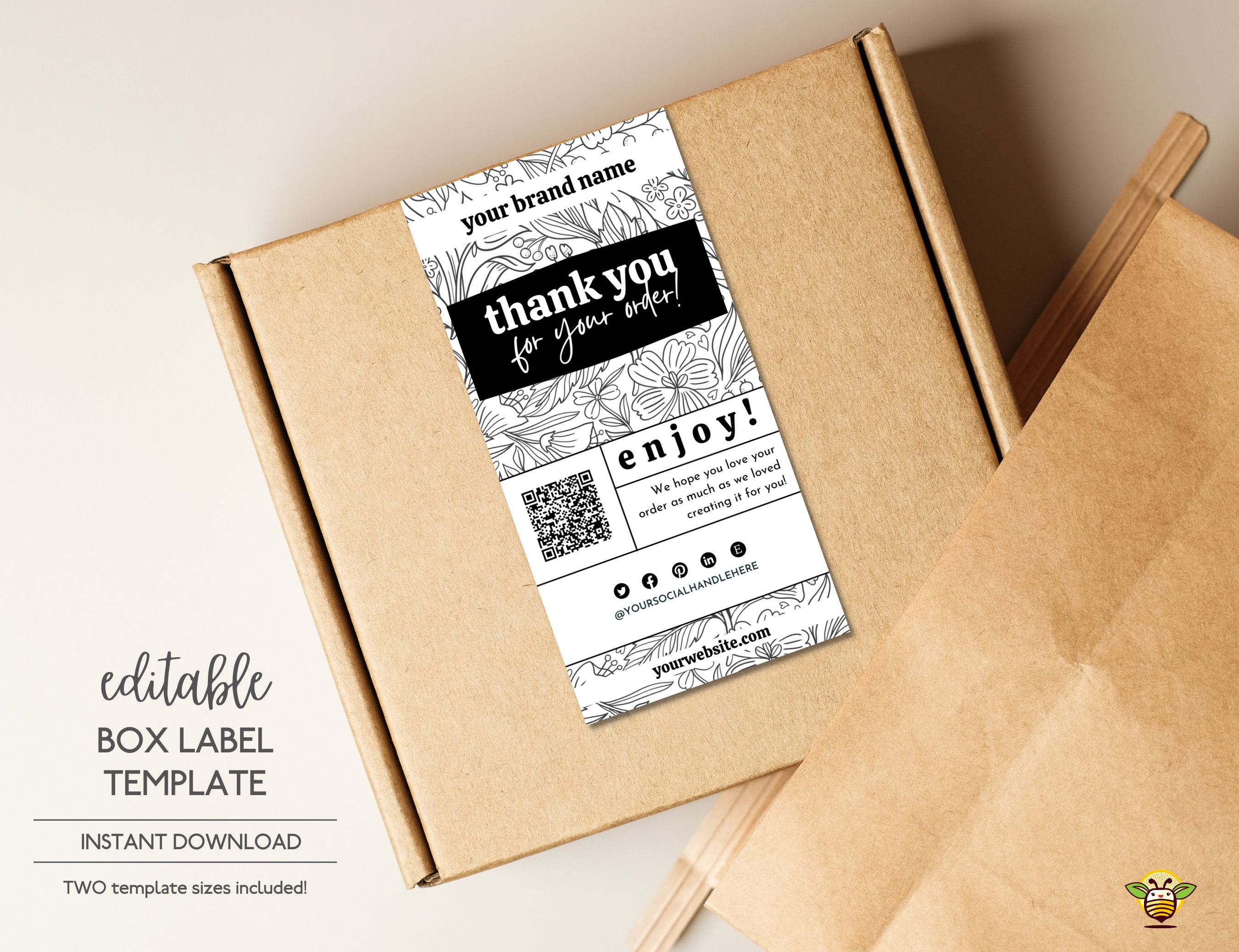 QR Code Box Label Sticker Template, Packaging Sticker, Packaging Seal