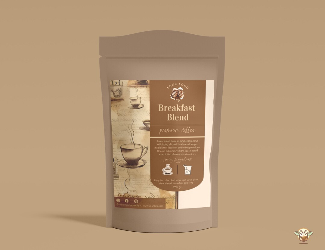 Editable Coffee Pouch Label Template, Product Pouch Template, Modern ...