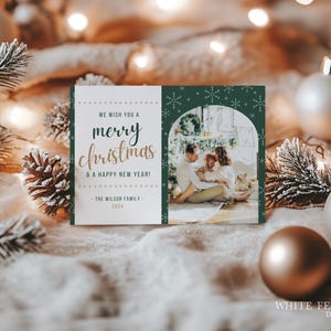 Editable Christmas Card Photo Template, DIY Photo Holiday Card, Canva Photo Card Template, Merry Christmas Family Photo Card Template
