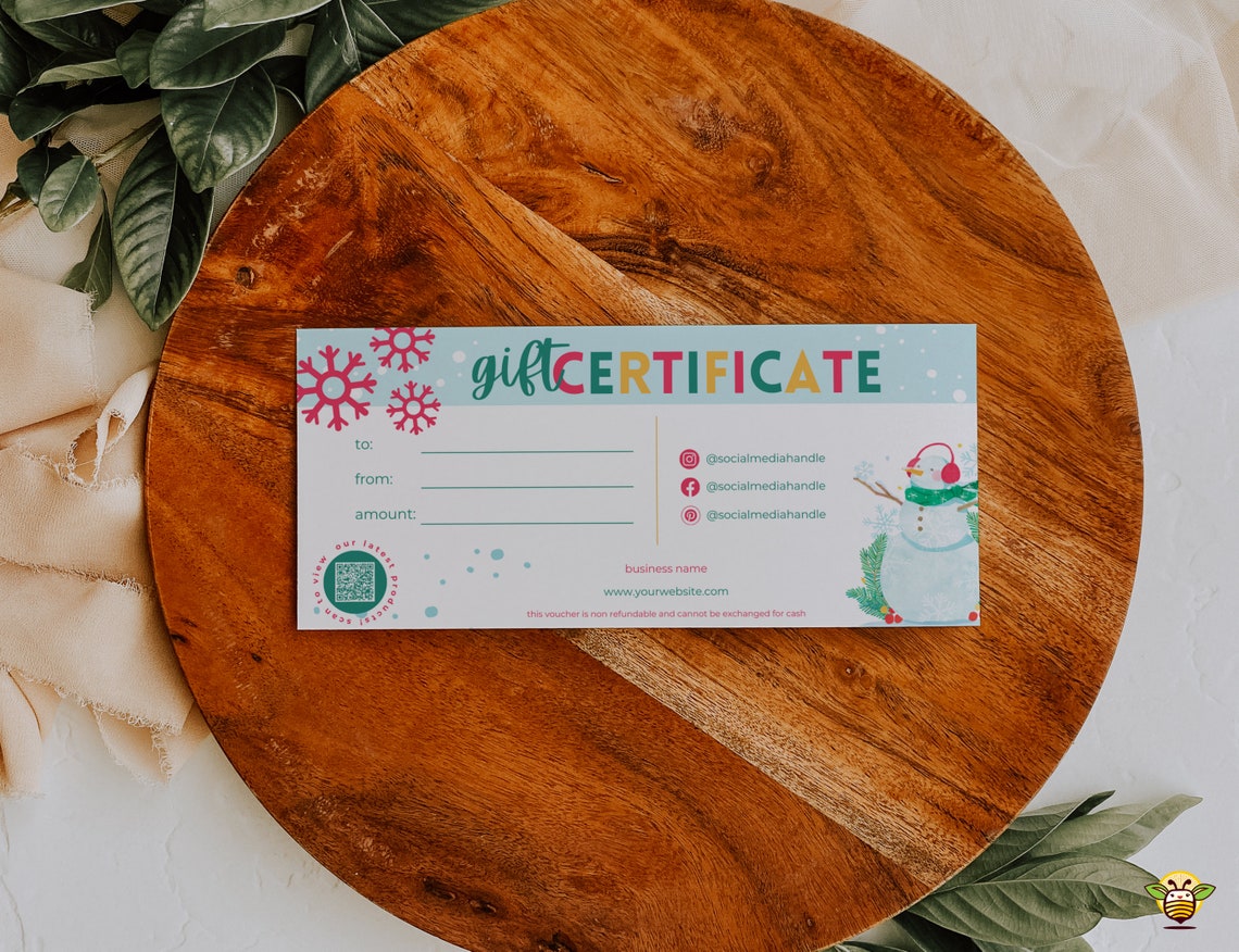 Holiday gift voucher template editable gift certificate template