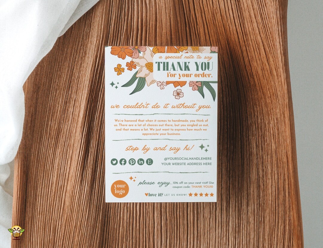 Boho Floral Thank You Card Template, Editable 5x7 (canva Template) - Etsy