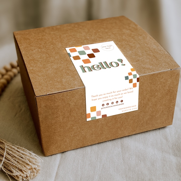 BOHO Box Label Template, Canva Template, Packaging Sticker, Box Sticker, Editable Packaging Label, DIY Packaging Label, Modern Box Label