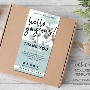 Floral Box Label Sticker Template, Pretty Packaging Label, DIY Box Label Template, Canva Template