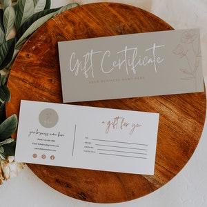 Plantilla de certificado de regalo, Vale de regalo imprimible, Certificado de regalo editable, Vale de regalo de tarjeta de regalo, Tarjeta de regalo moderna