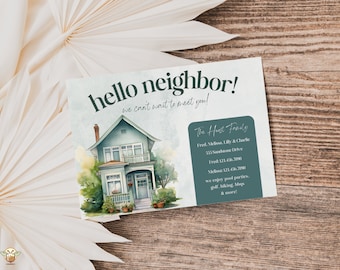 Welcome Neighbor Card Template, Cute Housewarming Card Template, Canva Template, New Neighbor Gift Card, Pretty Welcome Card Template