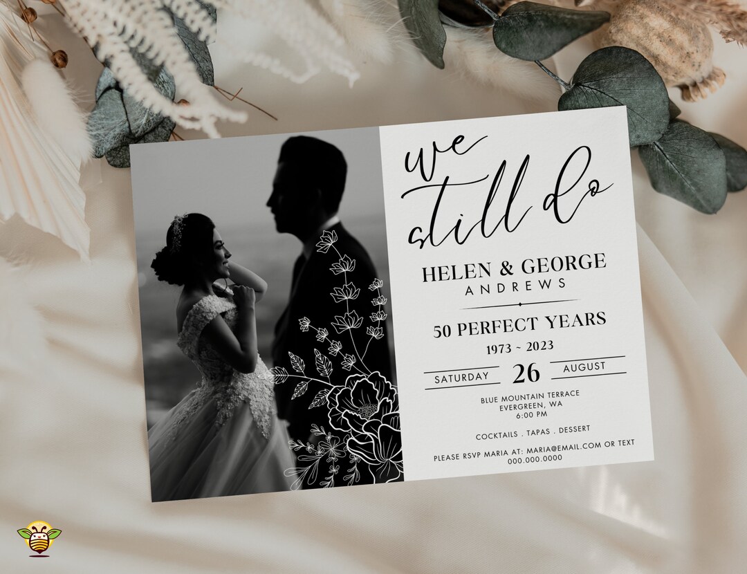 DIY Wedding Invitation, Couples Milestone Invite, Elegant Template ...
