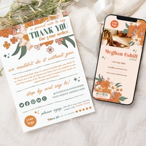 Tarjeta de agradecimiento Boho y plantilla de tarjeta de visita digital, paquete de marca Boho, plantilla de tarjeta de agradecimiento, plantilla de tarjeta de visita digital, gitano