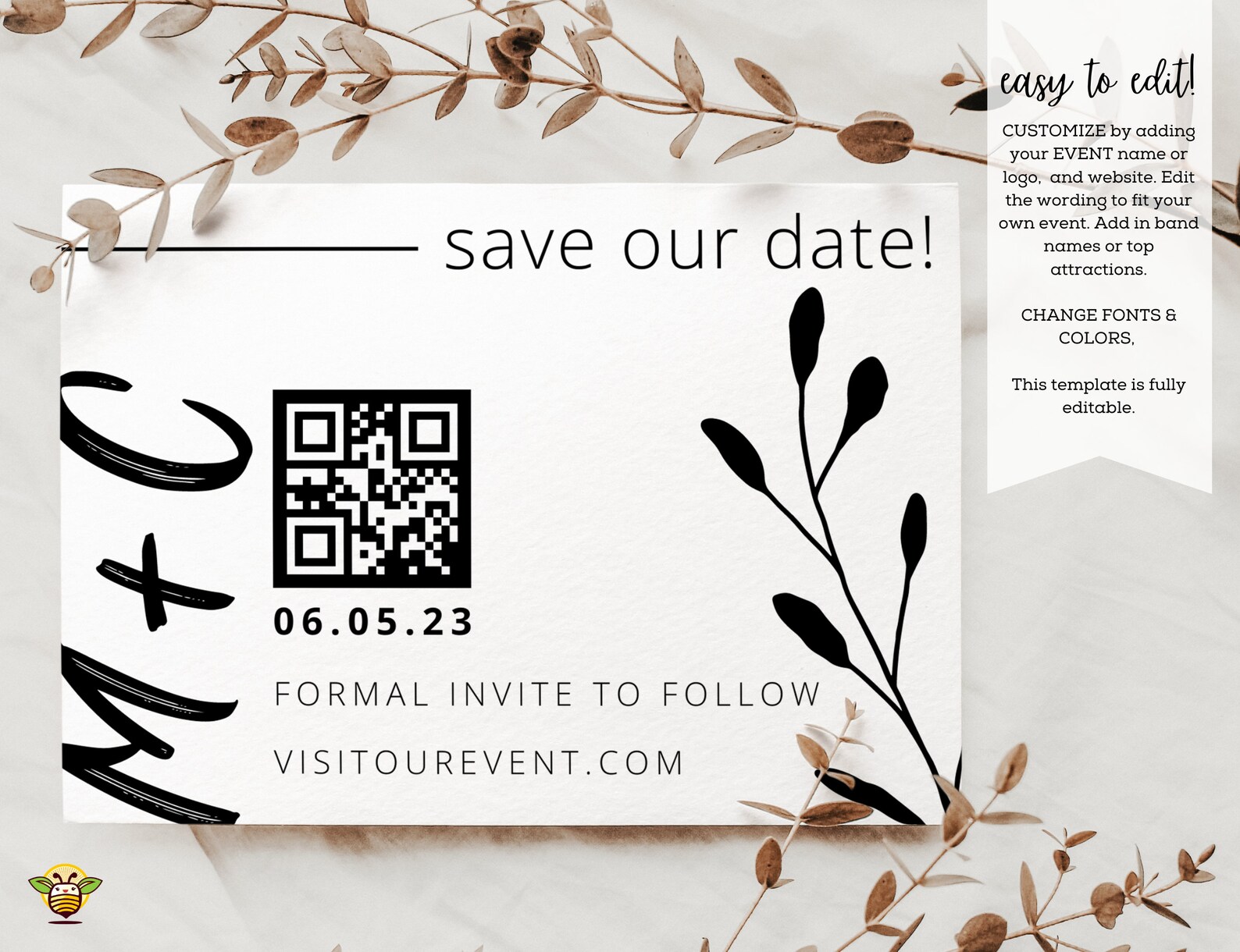 Editable Save the Date Postcard Template Postcard Template - Etsy