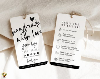 Editable Hang Tag Template, Candle Care Label Template, Label Template, Editable Care Card, Boutique Swing Tag Template, Canva Tag Template