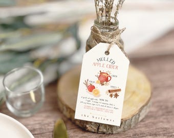 Recipe Gift Tag Template, Fall Gift Tag, Personalized Gift Tag Template, Swing Tag Template, Canva Template, Apple Cider Tag