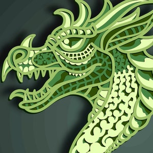 Dragon 3D Layer SVG/ Dragon 3D mandala/ Dragon paper cut/ Plywood cut 3D mandala/ Dragon mandala / Dragon multilayer / Digital Dragon