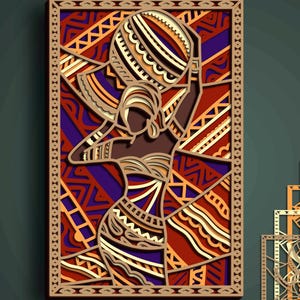 SVG 3D africano multistrato/Mandala 3D africano/Carta africana tagliata/Mandala 3D tagliato su compensato/Africano digitale/Multistrato africano/Taglio laser africano