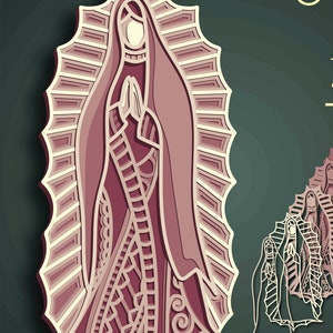 Virgin Mary 3D multilayer SVG/Virgin Mary cnc cut/Virgin Mary 3D cut/Glowforge wood cut/Plywood cut 3D mandala/Christmas gift DIY/Shadow Box