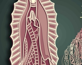 3D Virgin Mary SVG/Multilayer Cut File, Cricut&Glowforge, CNC, Shadow Box, Laser cut