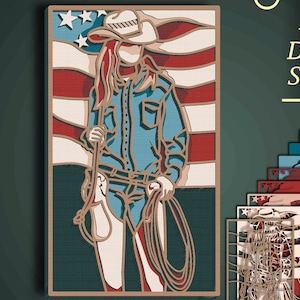 Cowboy 3D multistrato SVG/Mandala 3D Cowboy/Carta da cowboy tagliata/Mandala 3D tagliata su compensato/Cowboy americano/Cowboy multistrato/Cowboy tagliato al laser