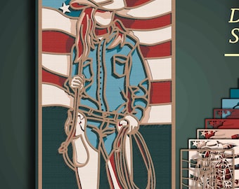 3D Cowboy multilayer SVG/ Cowboy 3D mandala/ Cowboy paper cut/ Plywood cut 3D mandala/ American Cowboy/ Cowboy multilayer/ Cowboy laser cut