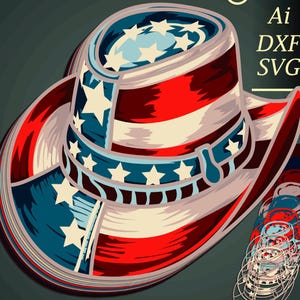 Chapeau patriotique multicouche svg/3d États-Unis/papier découpé patriotique/contreplaqué coupe/bricolage cadeaux patriotiques/multicouche patriotique/États-Unis découpé au laser/boîte à ombres/cnc