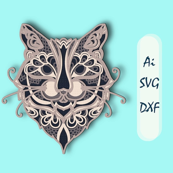 Cat 3D Layer SVG/ Cat 3D mandala/ Cat paper cut/ Plywood cut 3D mandala/ Cat mandala / Cat DXF / Cat multilayer Cat 3D Layer SVG/ Cat 3D mandala/ Cat paper cut/ Plywood cut 3D mandala/ Cat mandala / Cat DXF / Cat multilayer
