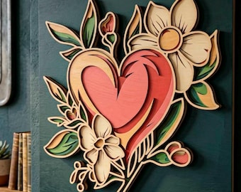 3D Heart SVG/ Multilayer Cut File/ Cricut&Glowforge/ DIY Shadow Box/ Laser cut