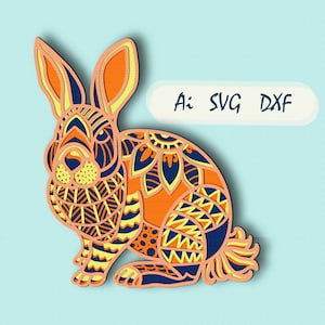 Bunny Multilayer SVG/ cnc cut/ Bunny 3D mandala/ Bunny paper cut/ Plywood cut 3D mandala/ Bunny mandala/ Easter Bunny