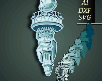 Statue of Liberty multilayer 3D SVG/ Statue of Liberty 3D mandala/ Statue of Liberty paper cut/ Plywood cut 3D mandala/ Patriotic multilayer