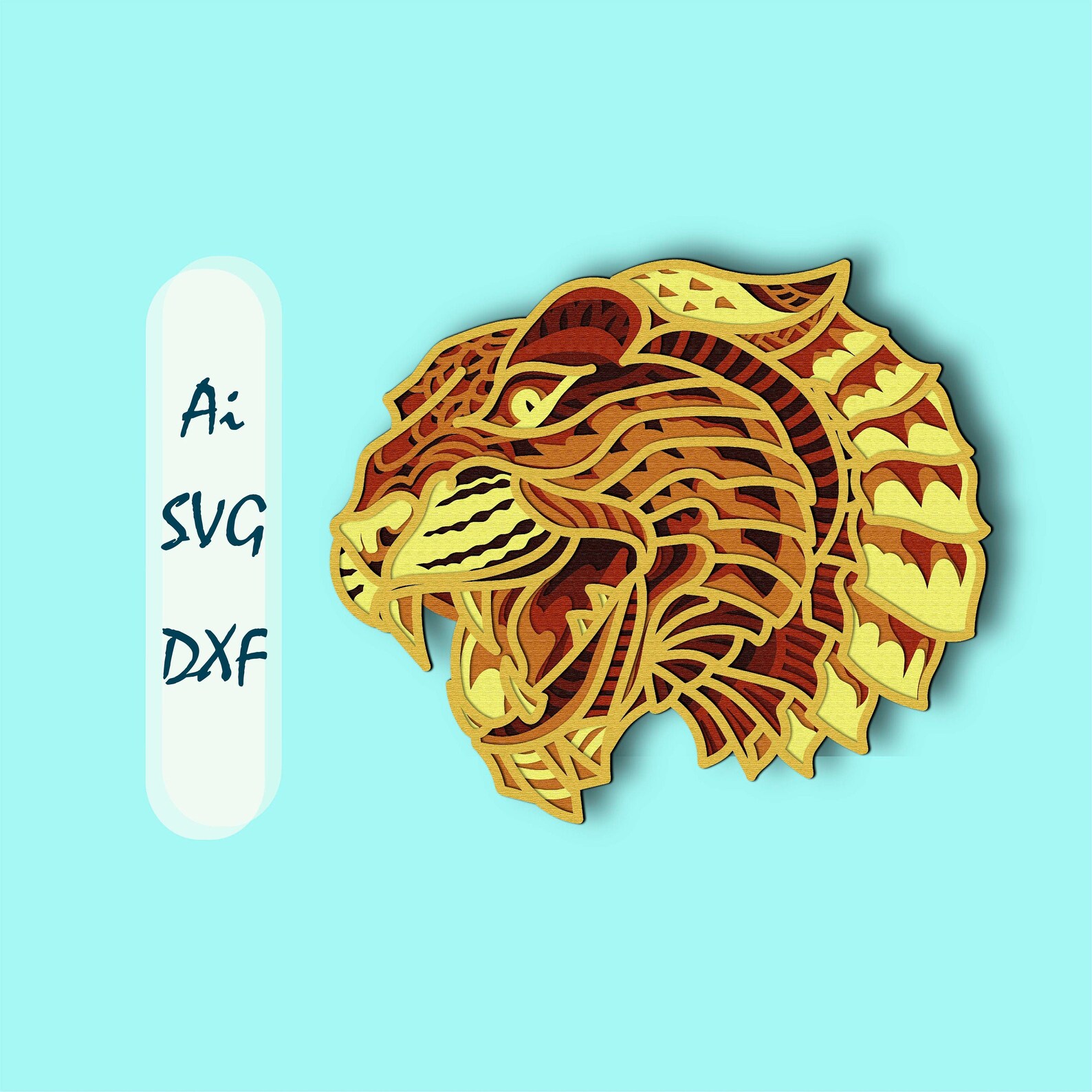 Download Tiger SVG 3D layer/ Tiger 3D mandala/ Tiger paper cut/ Plywood | Etsy
