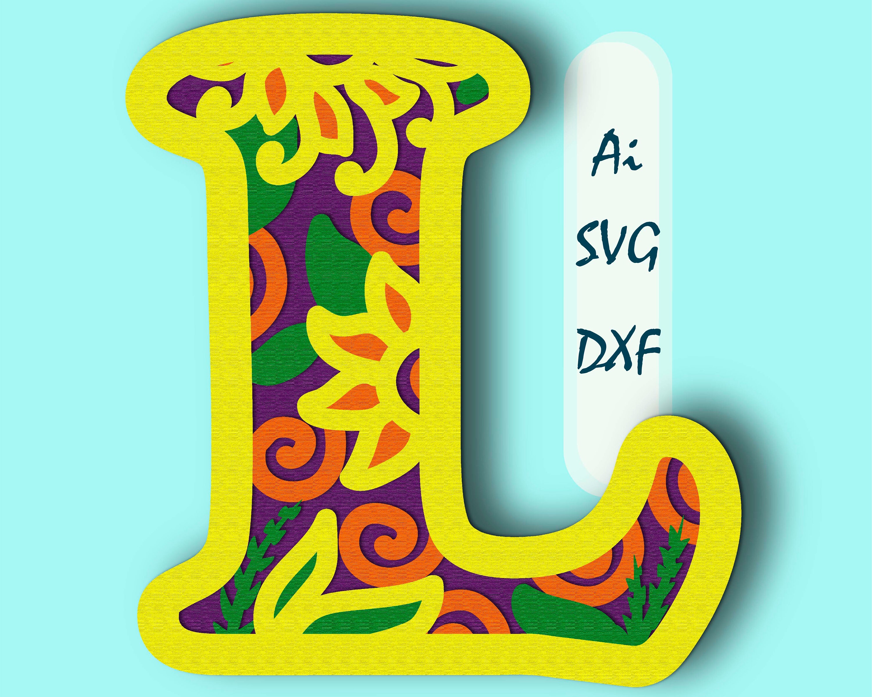 Letter L 3D Layer SVG/Letter L 3D mandala/Letter L paper Etsy