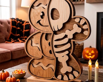 Gingerbread man SVG/ Multilayer Skeleton, Cricut&Glowforge, Shadow Box Halloween, CNC, Laser cut